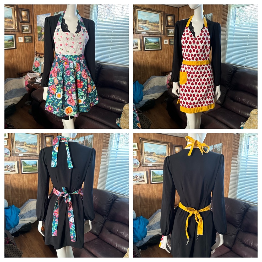Two Handmade Floral Boho Aprons